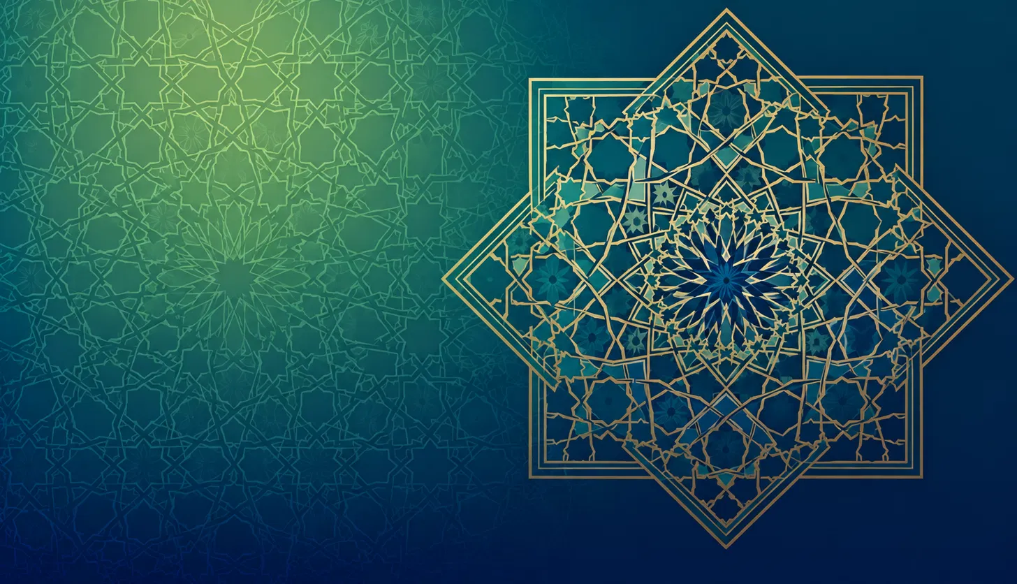 Altın İslami geometrik yıldız motifi